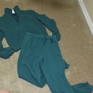 Teal Quarter-Zip Pullover and Joggers Set